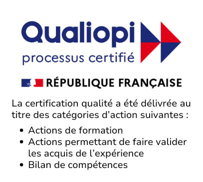 Logo Qualiopi validé pour D-CISIF pour 3 actions: formation, validation des acquis de l'expérience, bilan de compétences